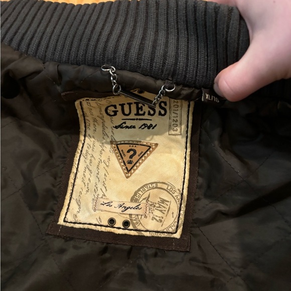 GUESS USA Dark Faux Leather Bomber Jacket - Picture 4 of 7
